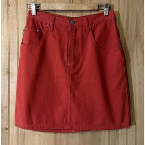 Espirit EDC Mini Twill Skirt Zipper Closure Orange 80s 90s Women's 29 Vintage